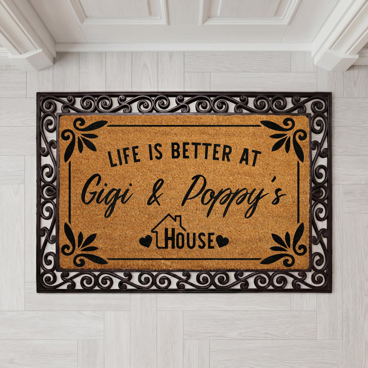 Personalized Gigi and Poppy House Doormat, Custom Welcome Mat, Grandparents Gift