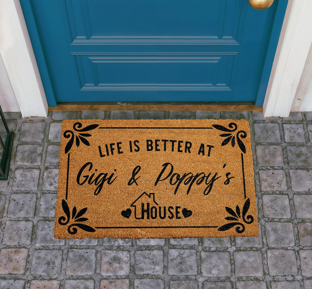 Personalized Gigi and Poppy House Doormat, Custom Welcome Mat, Grandparents Gift