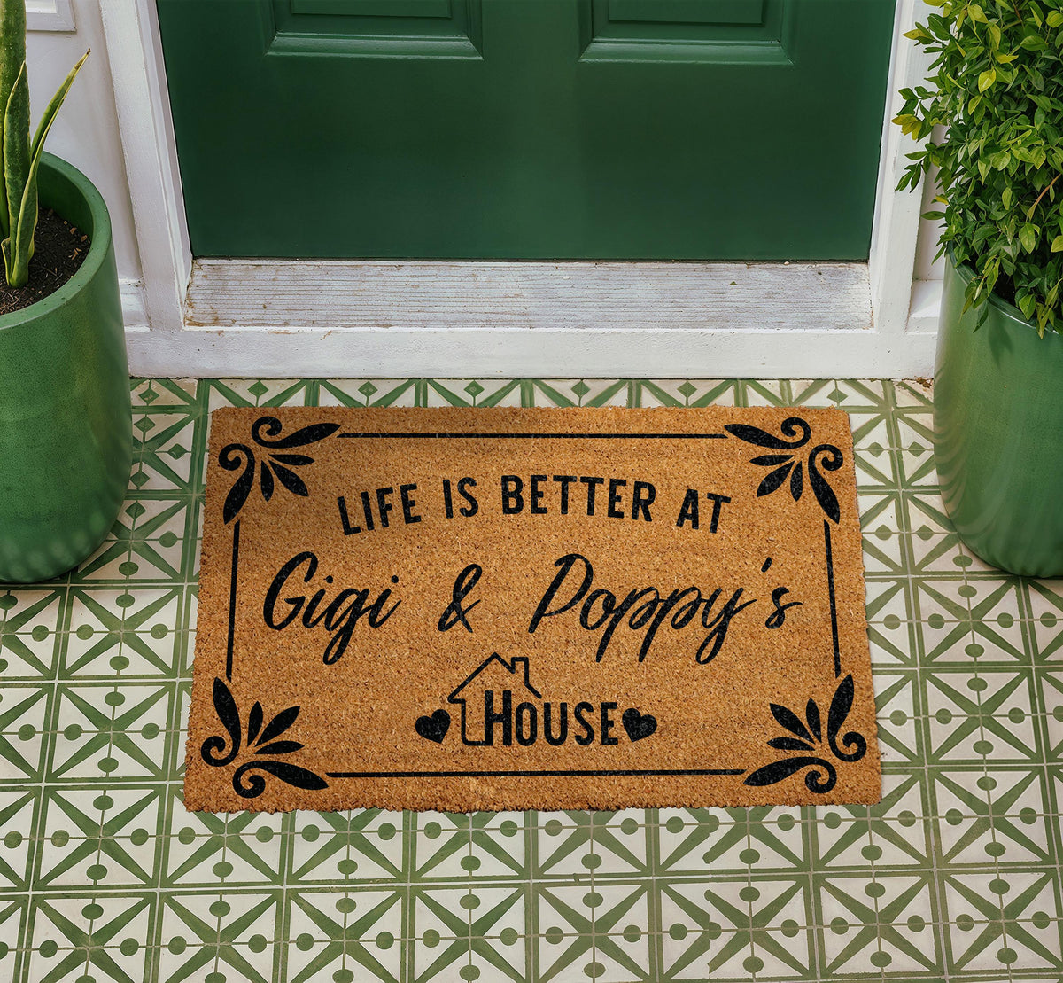 Personalized Gigi and Poppy House Doormat, Custom Welcome Mat, Grandparents Gift