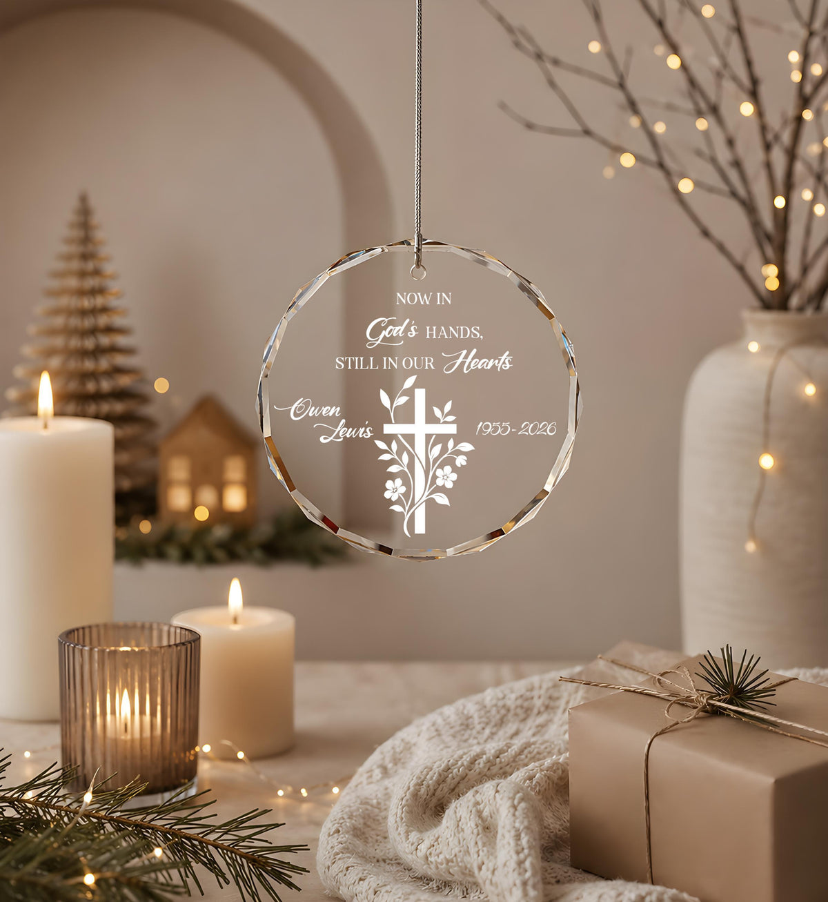 Now In God's Hands Still In Our Hearts Memorial Ornament