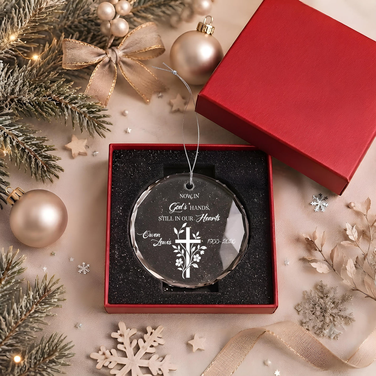 Now In God's Hands Still In Our Hearts Memorial Ornament