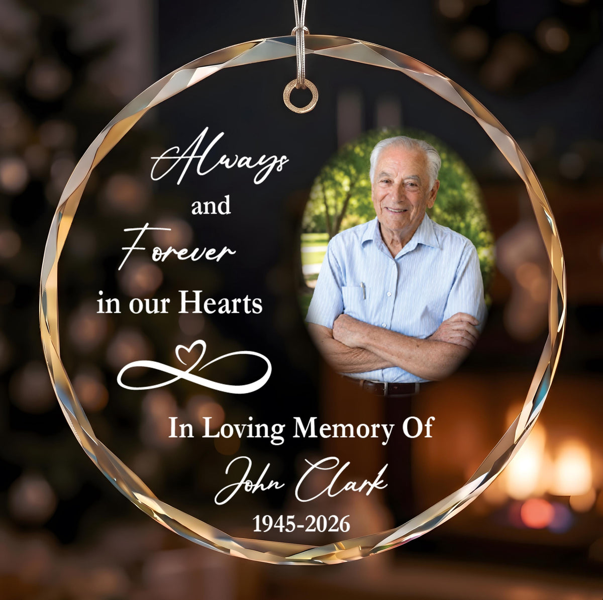 Personalized Photo Memorial Glass Keepsake, Custom Name & Picture Remembrance Ornament