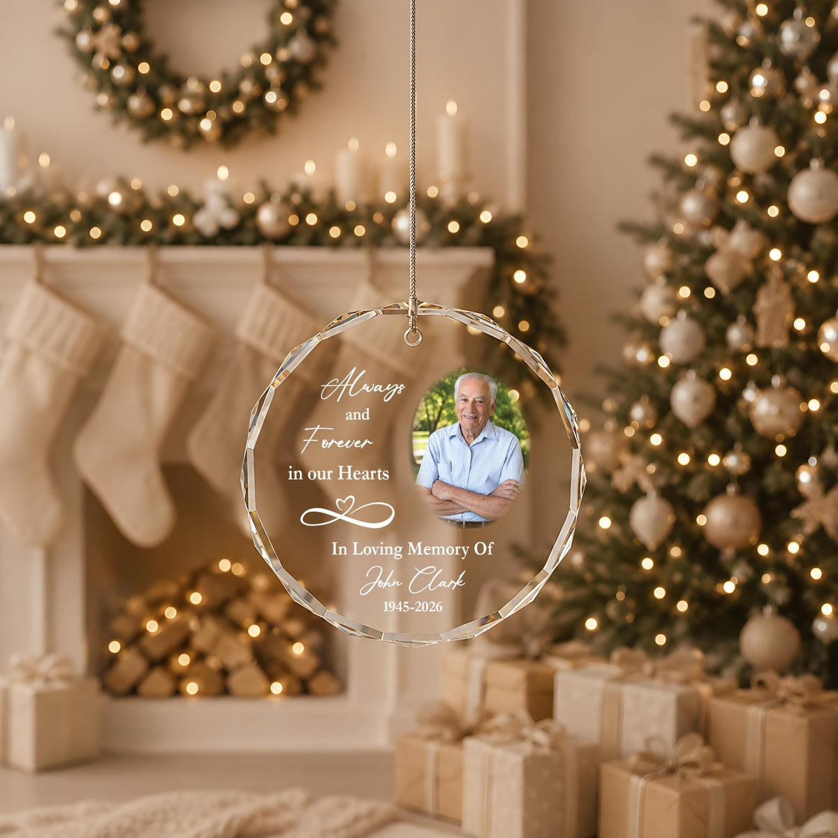 Personalized Photo Memorial Glass Keepsake, Custom Name & Picture Remembrance Ornament