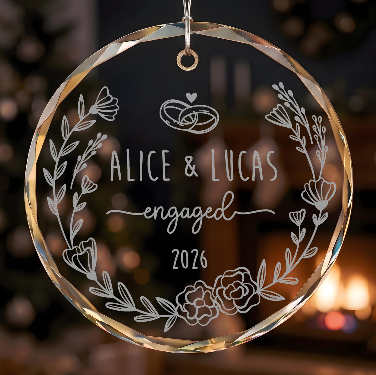 Personalized Engagement Ornament, Newly Engaged Keepsake