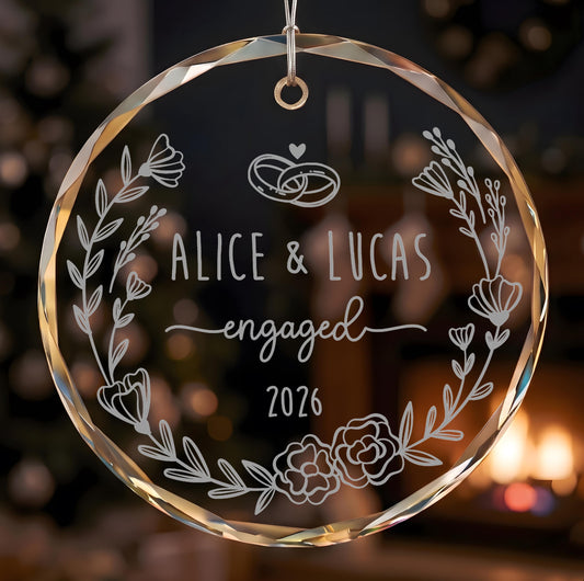 Personalized Engagement Ornament, Newly Engaged Keepsake