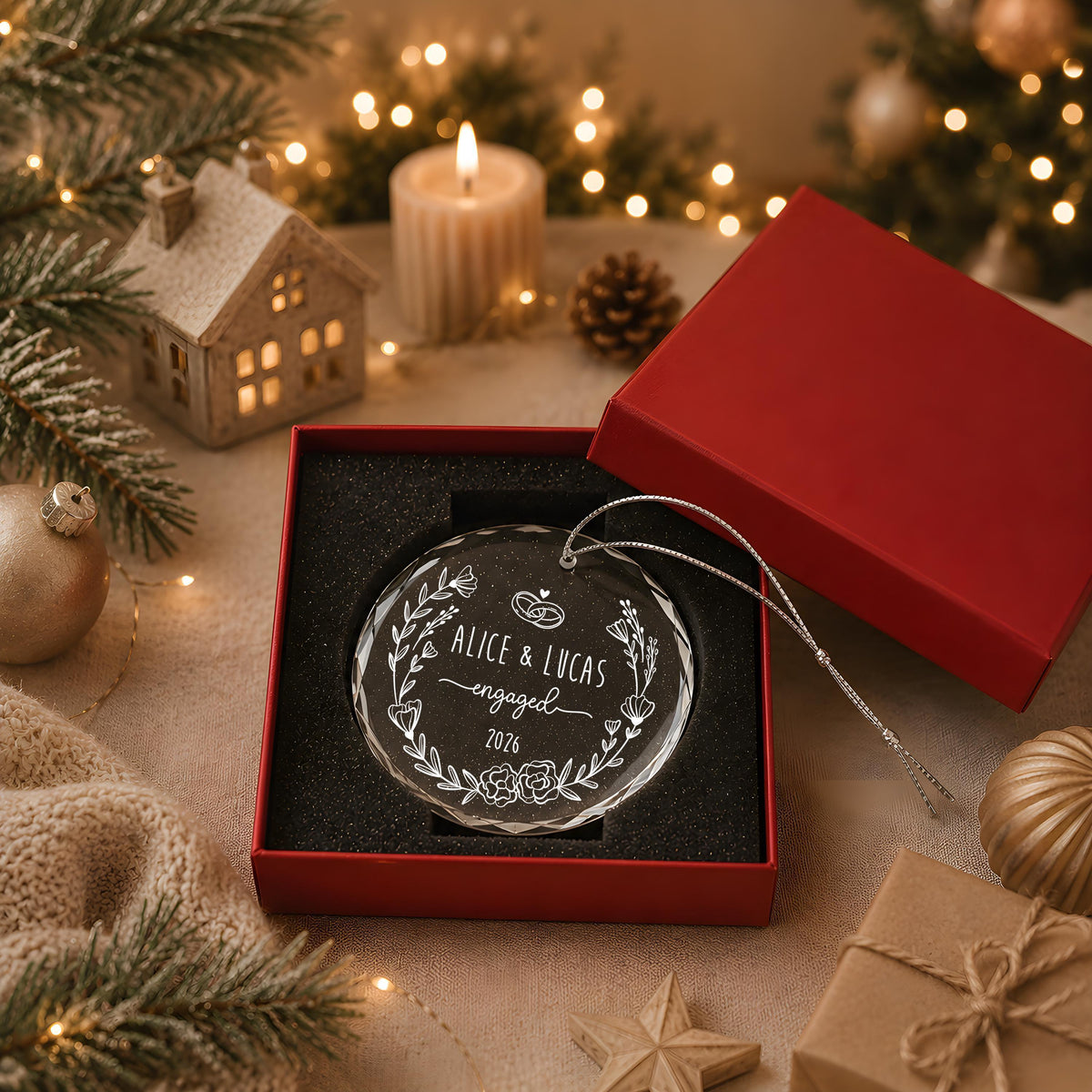 Personalized Engagement Ornament, Newly Engaged Keepsake