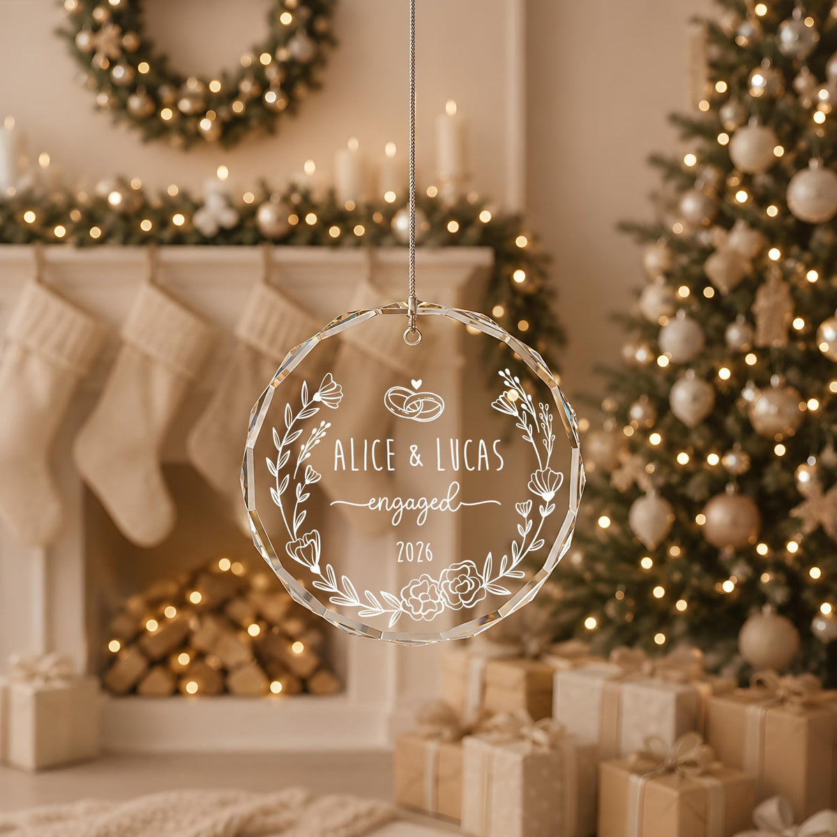Personalized Engagement Ornament, Newly Engaged Keepsake