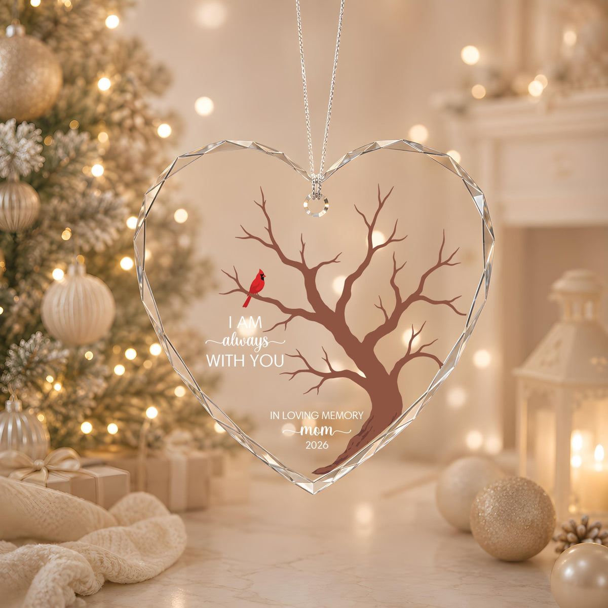 Cardinal Memorial Ornament, Loss of Loved One Remembrance Gift, In Loving Memory Heart Keepsake