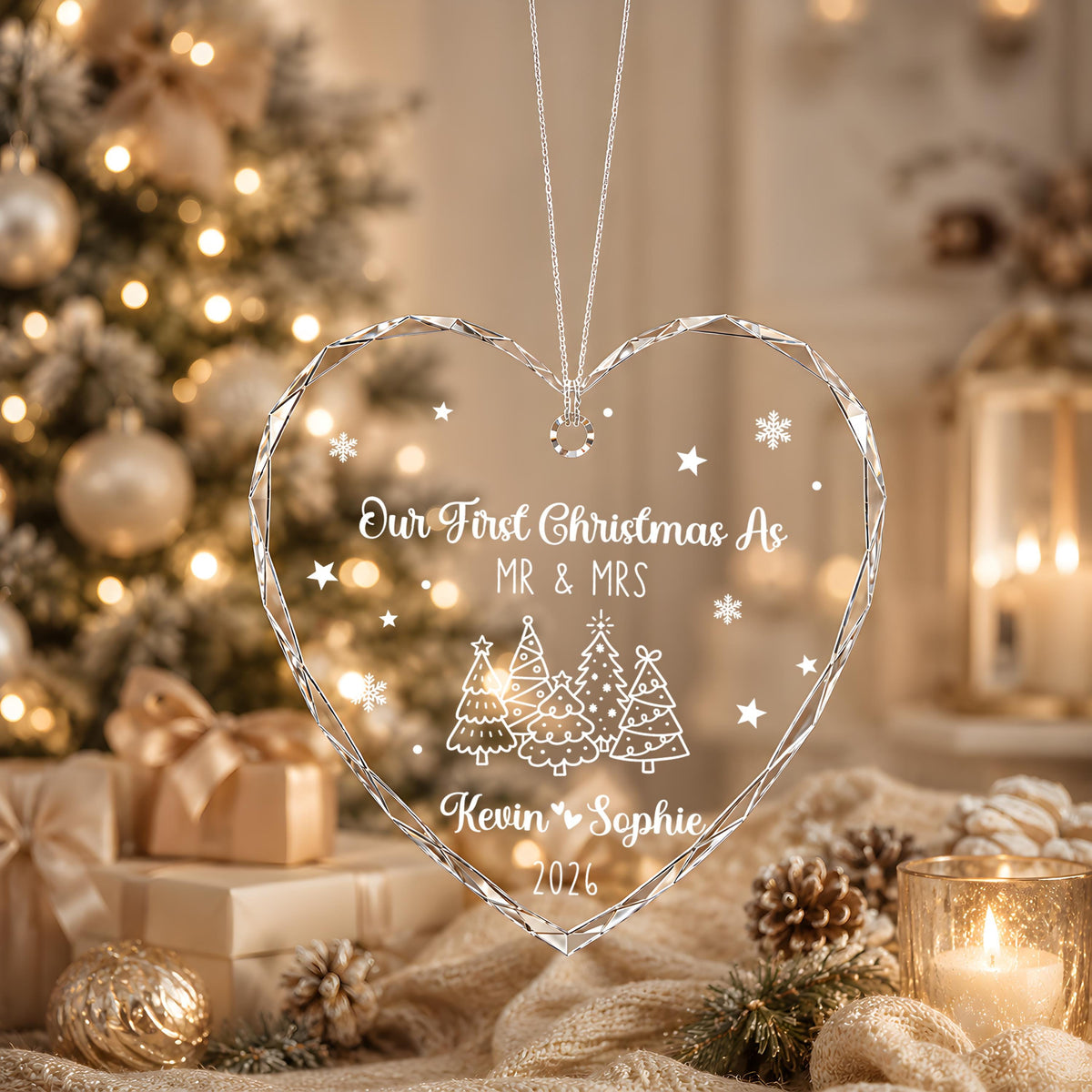 Our First Christmas As Mr and Mrs Ornament, Custom Couple First Christmas Married Keepsake