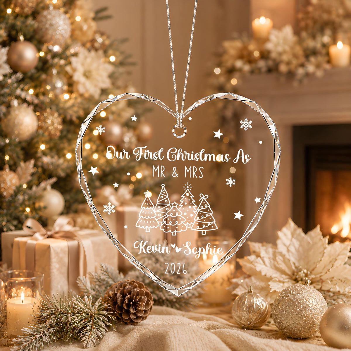 Our First Christmas As Mr and Mrs Ornament, Custom Couple First Christmas Married Keepsake