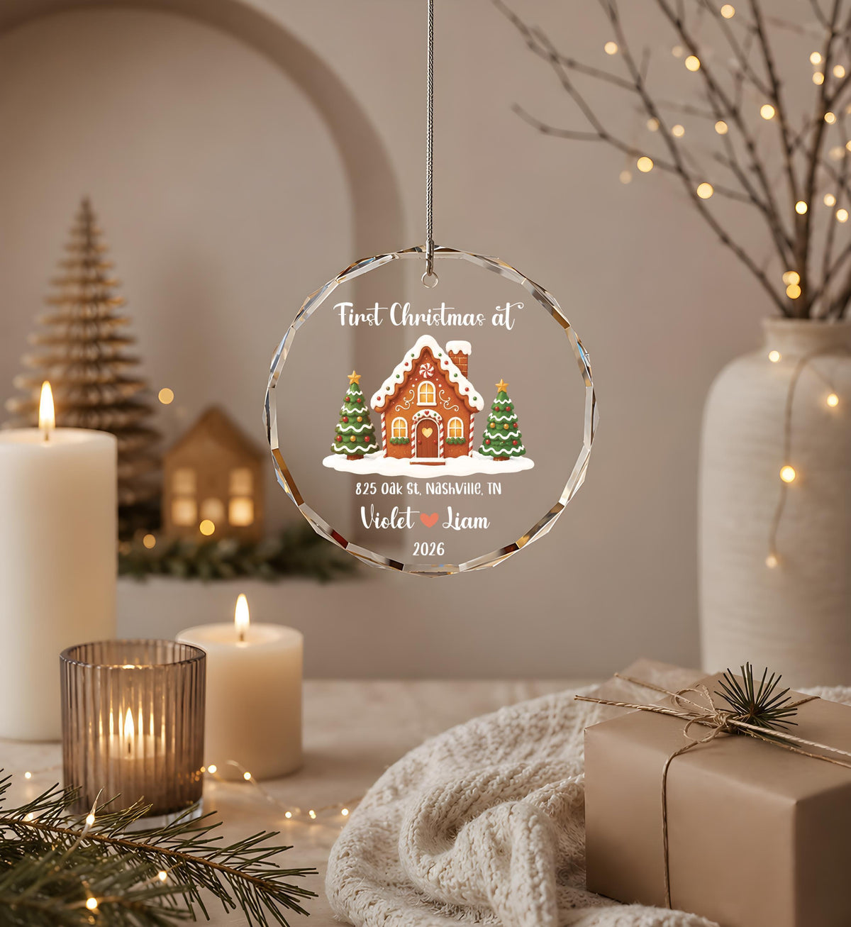 First Christmas in New Home Ornament, Personalized Gingerbread House Ornament