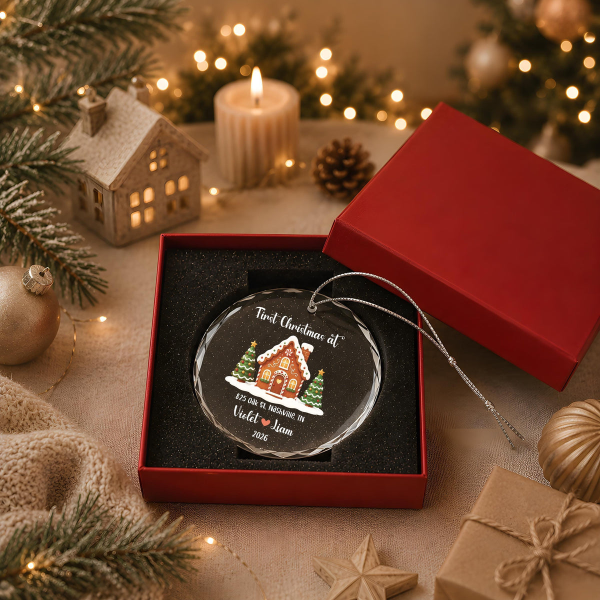 First Christmas in New Home Ornament, Personalized Gingerbread House Ornament
