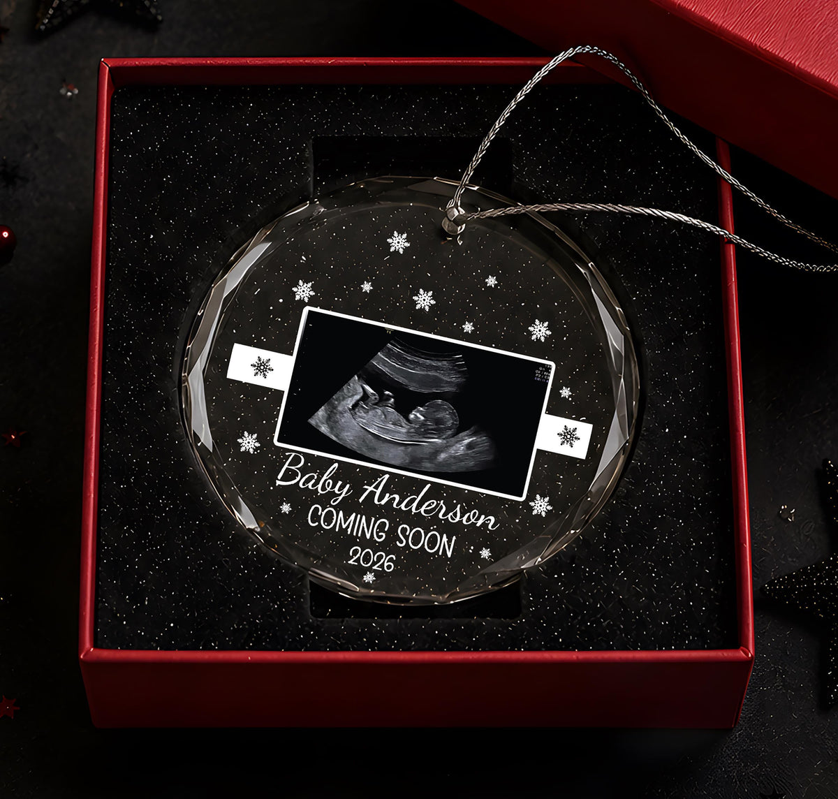 Custom Baby Ultrasound Picture Christmas Ornament, Baby Coming Soon Photo Keepsake