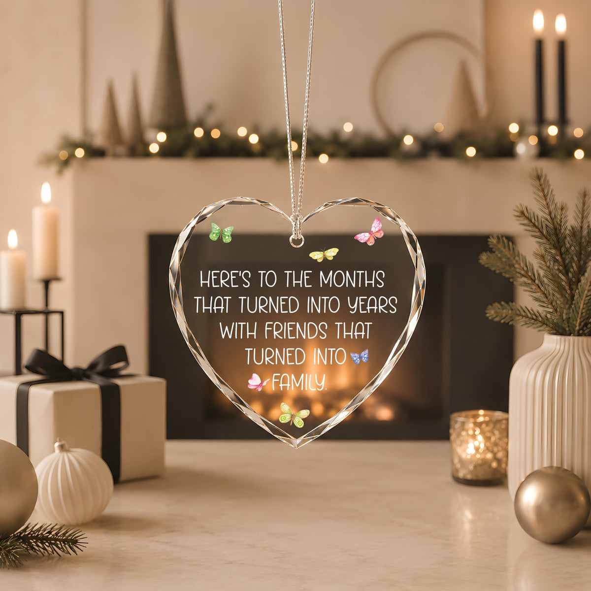 Friends That Turned Into Family Crystal Glass Ornament