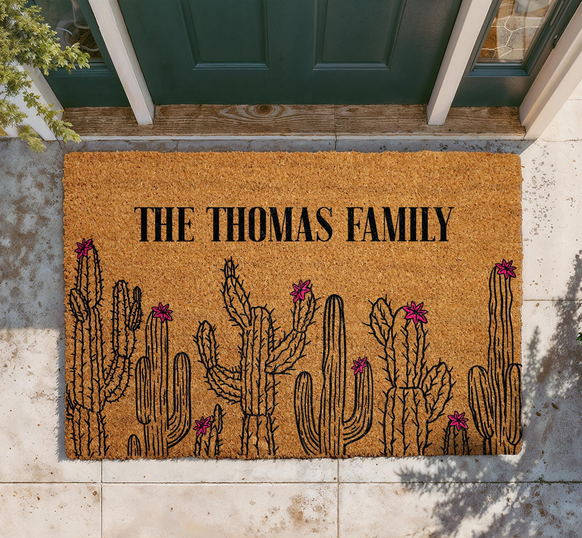 Custom Family Name Doormat, Desert Cactus Welcome Mat, Southwestern Porch Decor