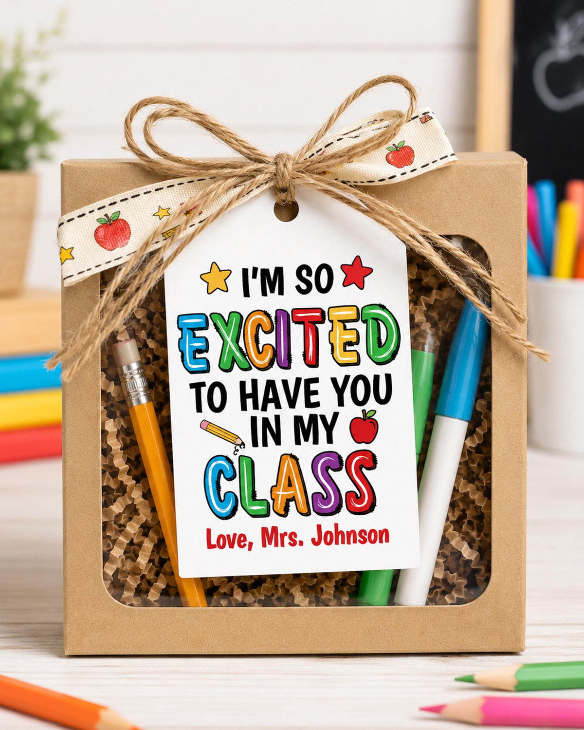 Personalized Back to School Gift Tag, Teacher Student Welcome Class Card