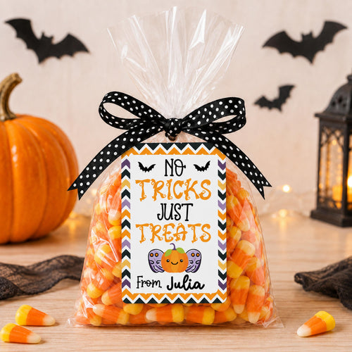 Halloween Gift Tags, Personalized Trick or Treat Hang Tags, Halloween Party Favor Tags for Kids