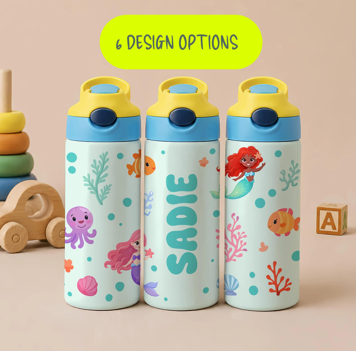 Custom Name Cute Kids Flip Straw Tumbler