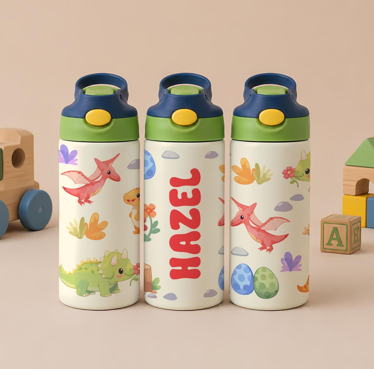 Custom Name Cute Kids Flip Straw Tumbler