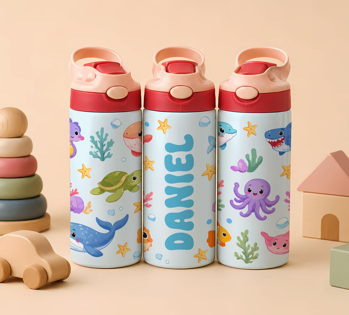 Custom Name Cute Kids Flip Straw Tumbler