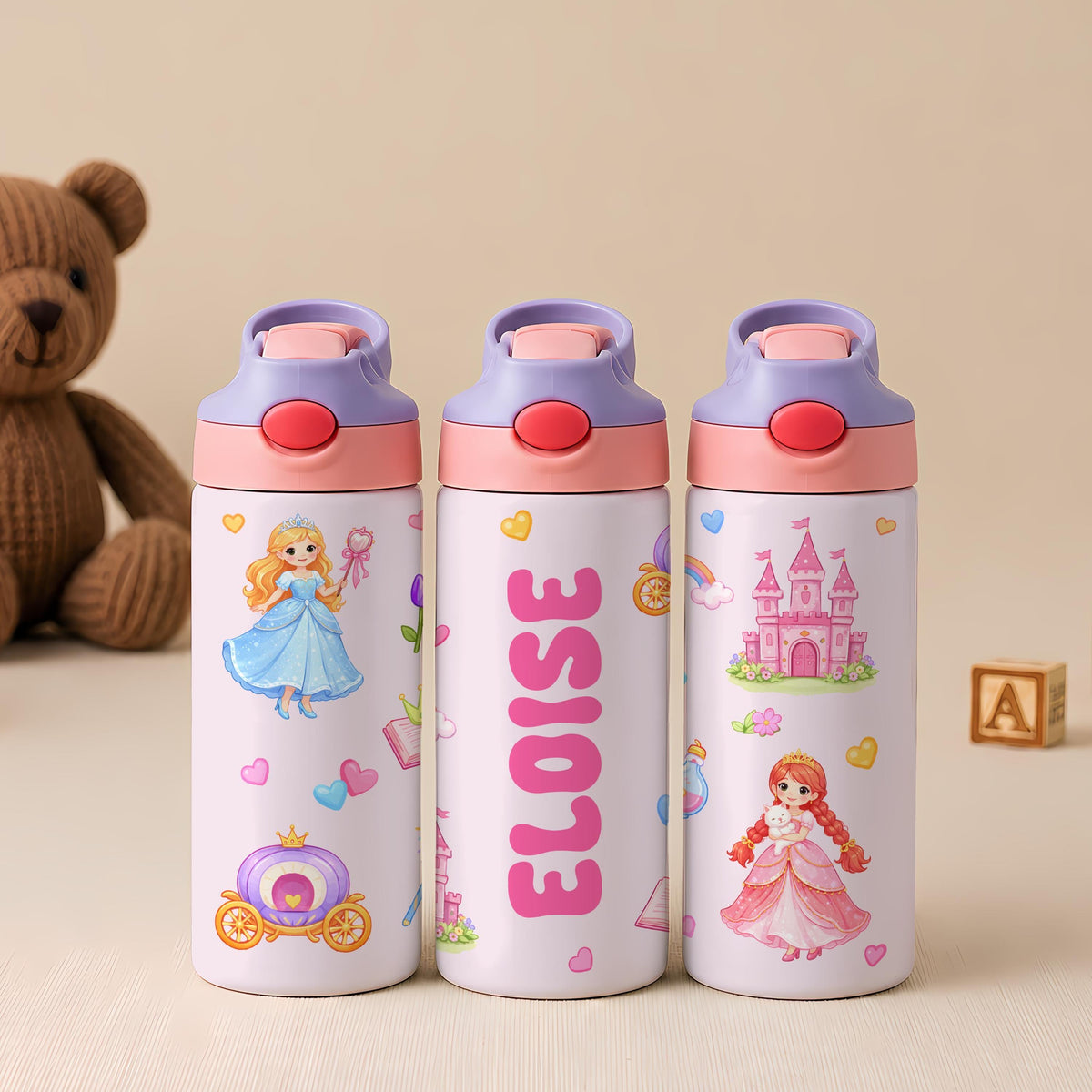 Custom Name Cute Kids Flip Straw Tumbler