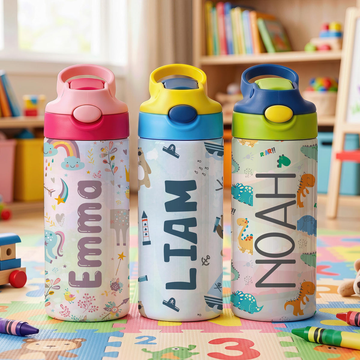 Personalized Kids Stainless Steel Tumbler with Straw, Custom Name Travel Cup