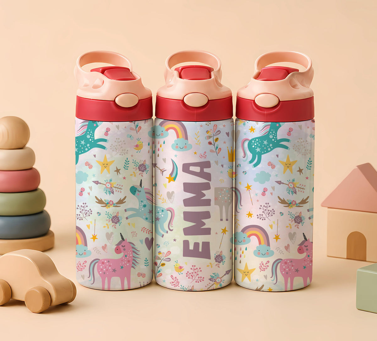 Personalized Kids Stainless Steel Tumbler with Straw, Custom Name Travel Cup
