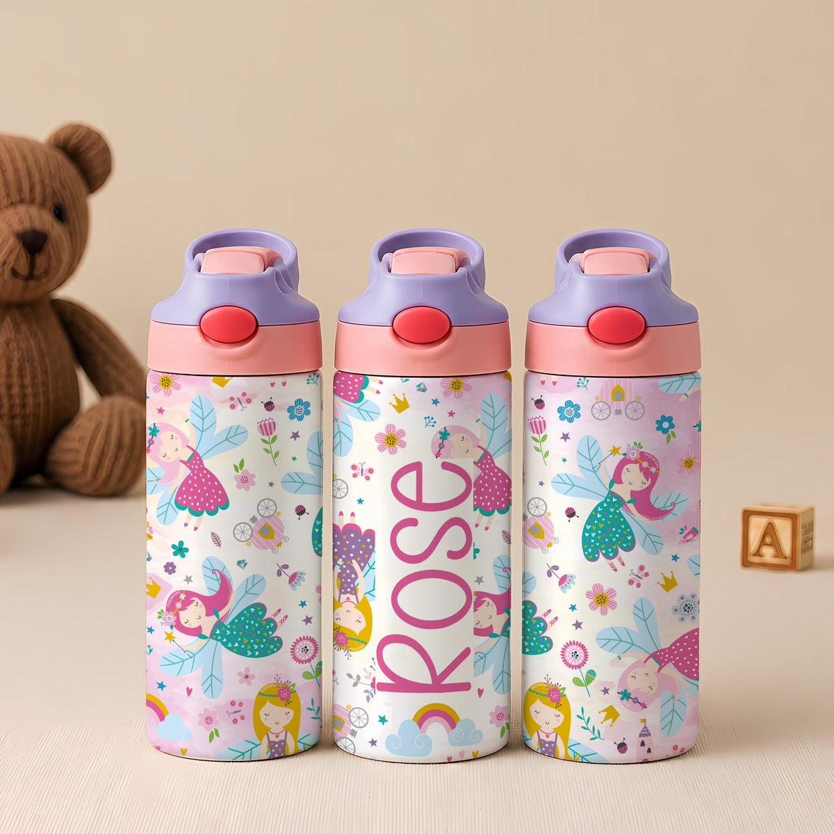 Personalized Kids Stainless Steel Tumbler with Straw, Custom Name Travel Cup