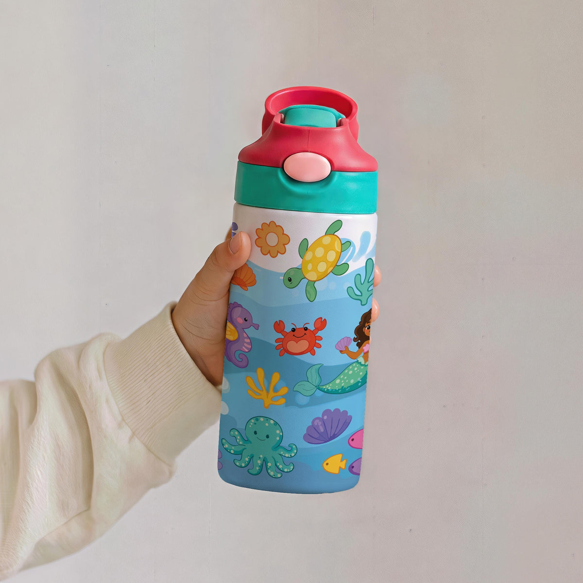 Custom Cute Design Optional Insulated Water Flask Bottle, Personalized Name Kids School Tumbler