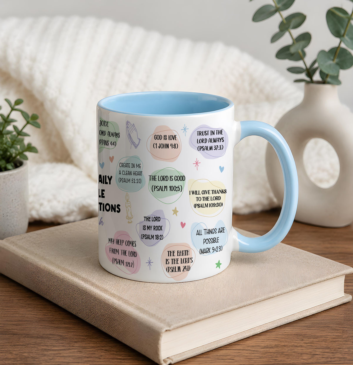 Custom Name My Daily Bible Affirmations Coffee Mug, Religious Encouragement Ceramic Tea Cup