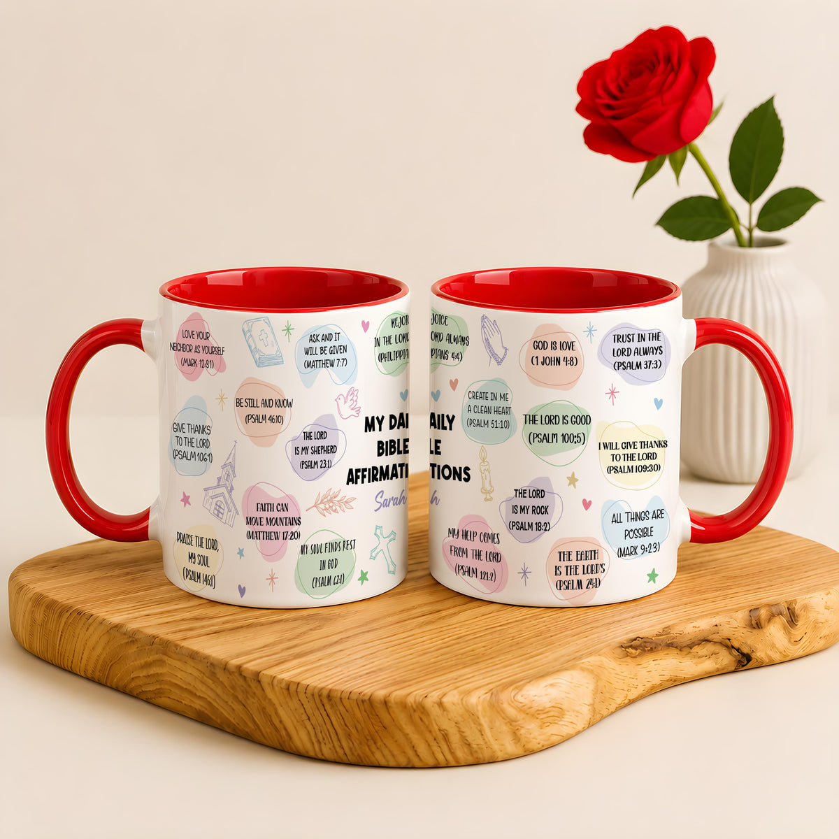 Custom Name My Daily Bible Affirmations Coffee Mug, Religious Encouragement Ceramic Tea Cup