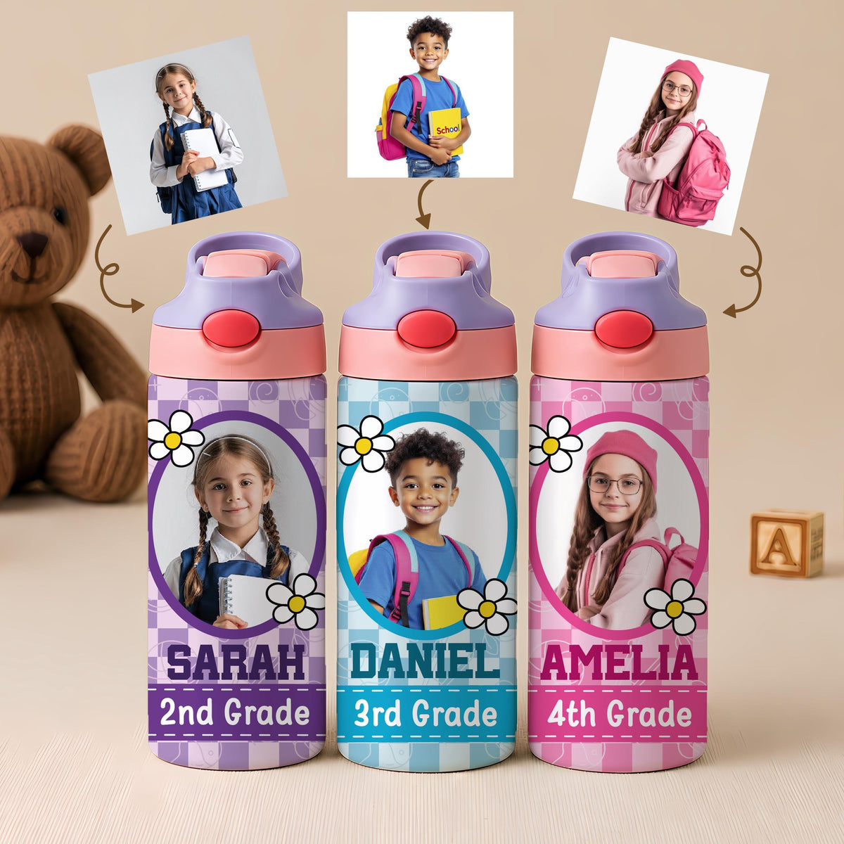 Personalized Kids Stainless Steel Tumbler, Custom Name Insulated Drinkware, Back to School Gift