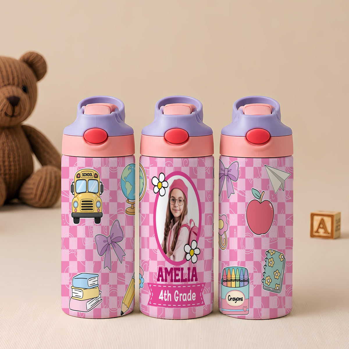 Personalized Kids Stainless Steel Tumbler, Custom Name Insulated Drinkware, Back to School Gift