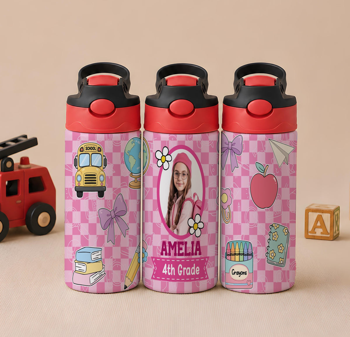 Personalized Kids Stainless Steel Tumbler, Custom Name Insulated Drinkware, Back to School Gift