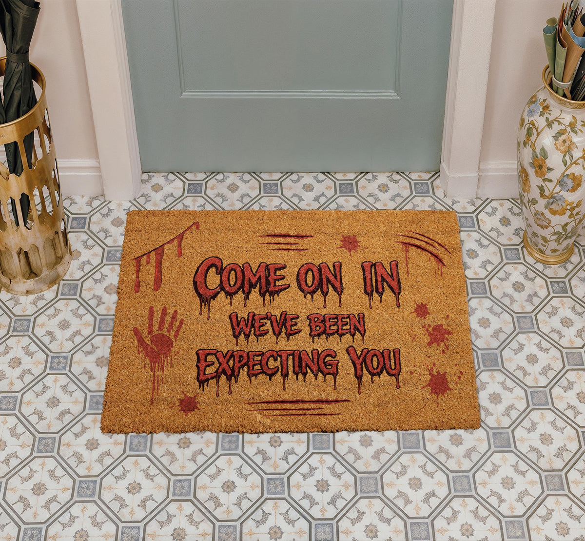 Come On In We've Been Expecting You Doormat, Scary Halloween Welcome Mat