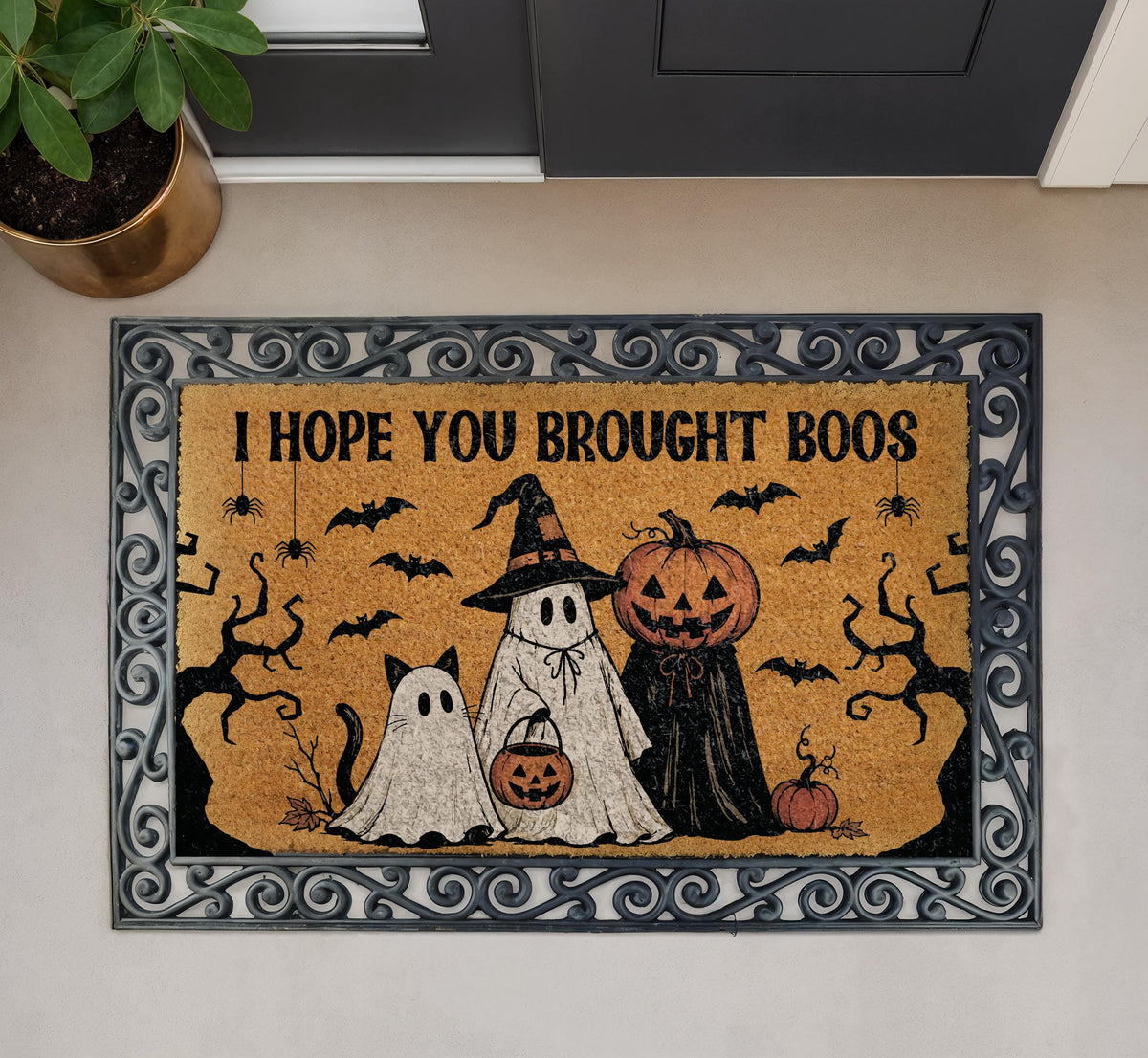 I Hope You Brought Boos Doormat, Spooky Ghost Halloween Welcome Mat