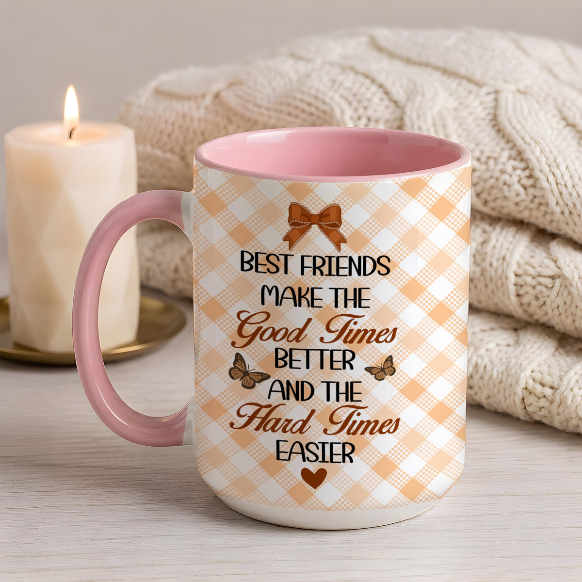 Personalized Best Friend Mug, Custom Bestie Hugging Cats Coffee Cup