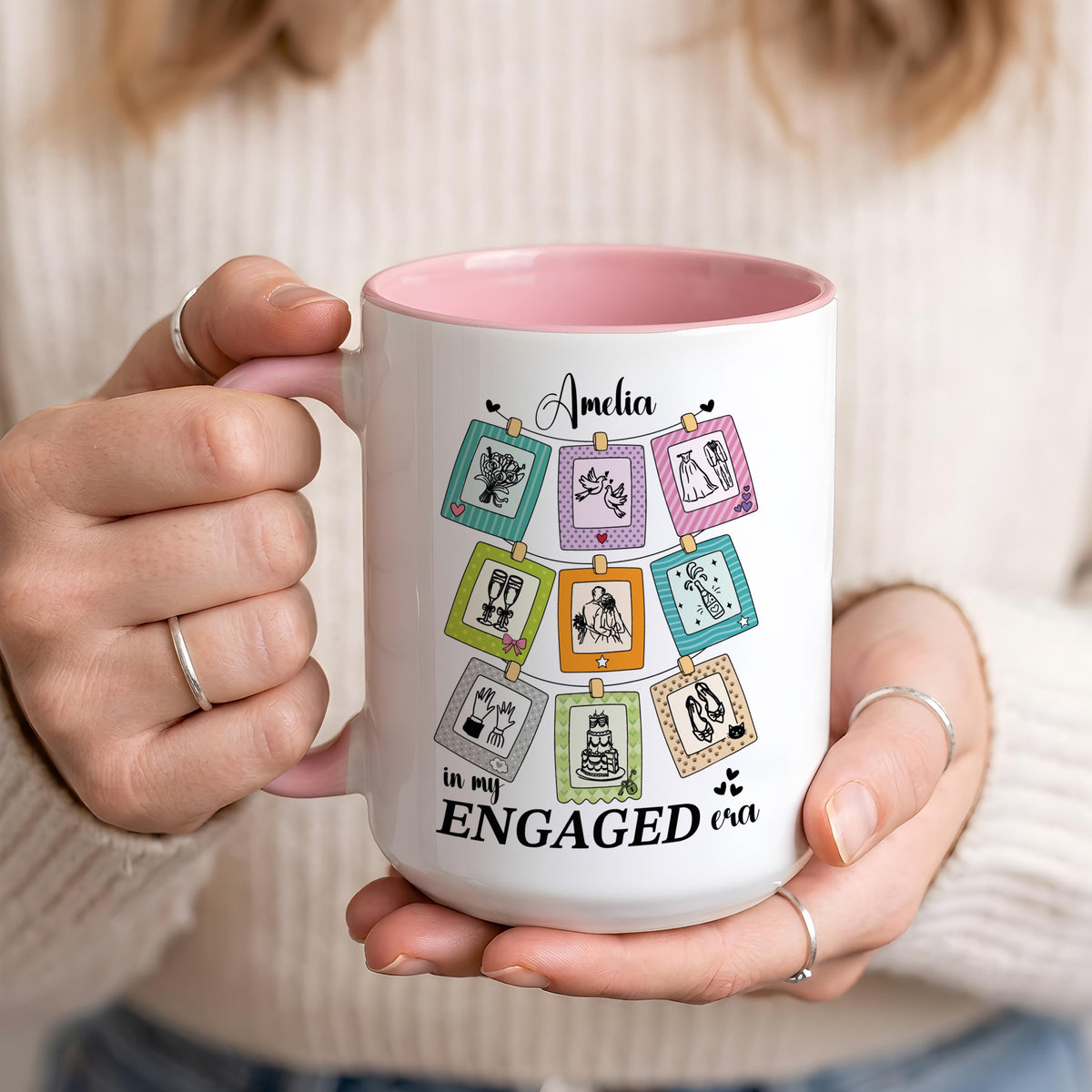 In My Engaged Era Mug, Personalized Engagement Gift, Custom Bride to Be Coffee Cup
