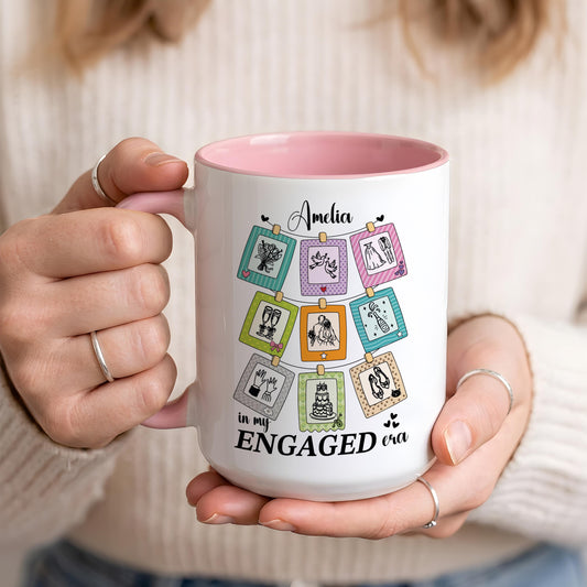 In My Engaged Era Mug, Personalized Engagement Gift, Custom Bride to Be Coffee Cup
