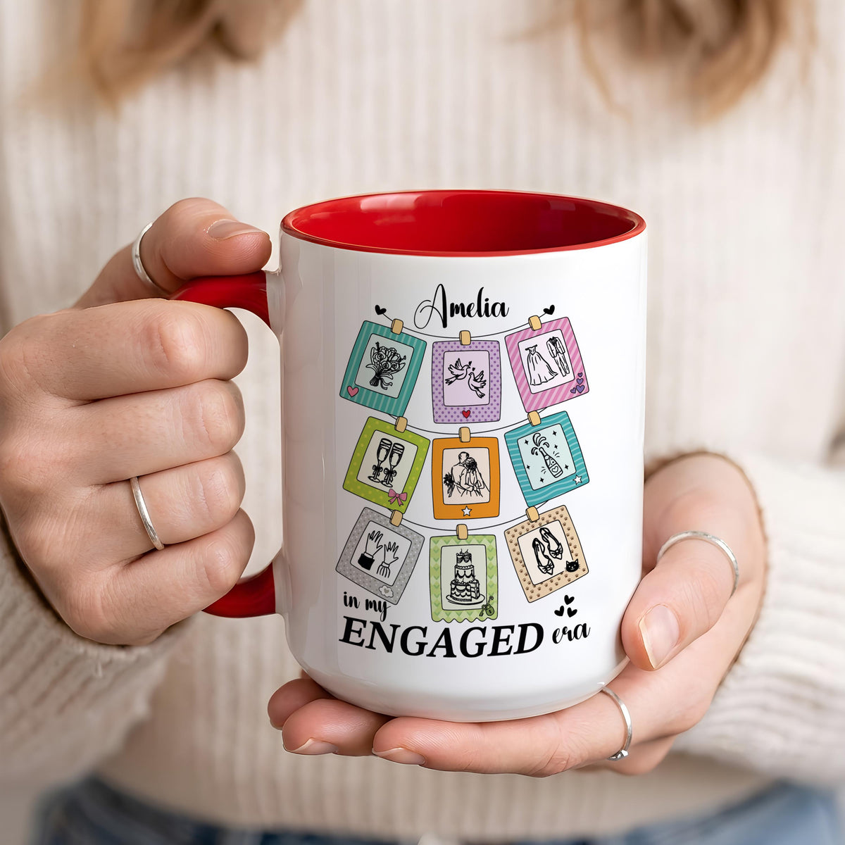 In My Engaged Era Mug, Personalized Engagement Gift, Custom Bride to Be Coffee Cup