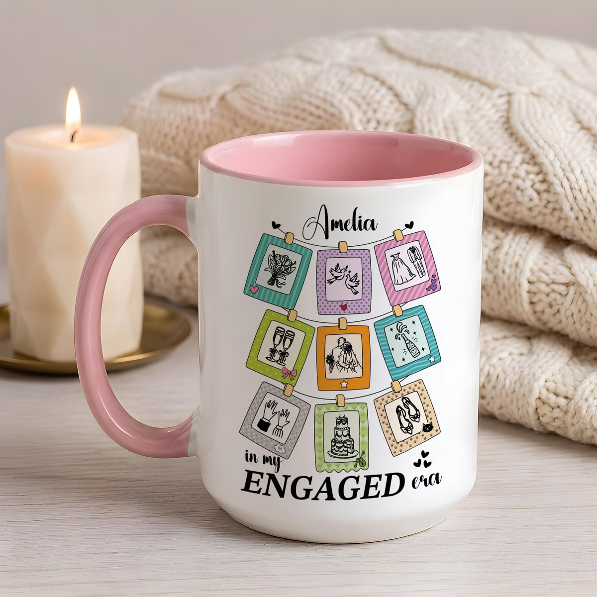 In My Engaged Era Mug, Personalized Engagement Gift, Custom Bride to Be Coffee Cup