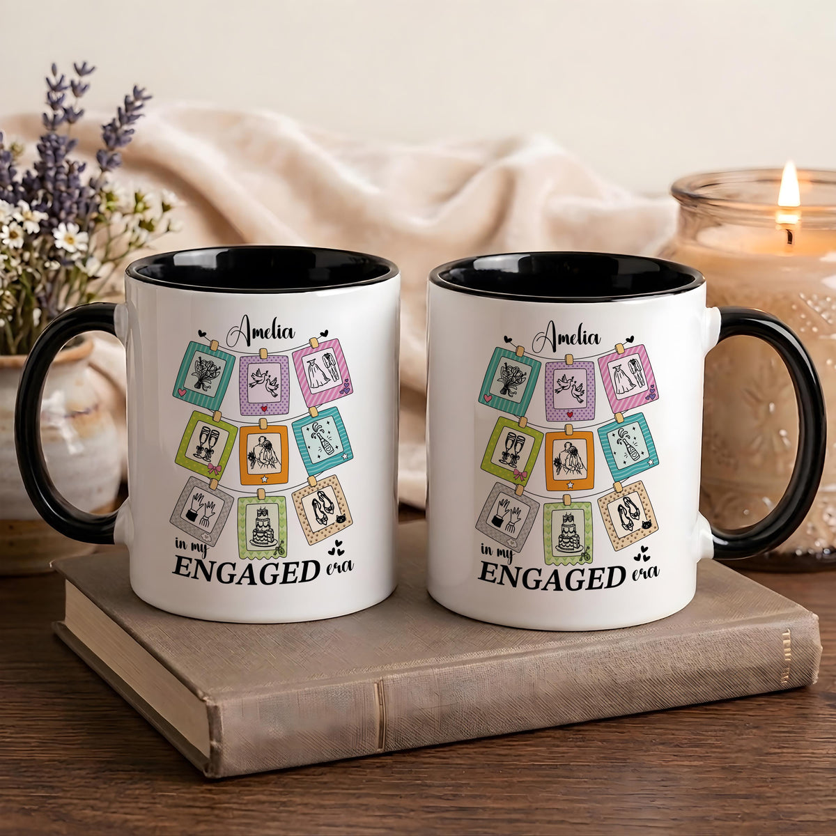 In My Engaged Era Mug, Personalized Engagement Gift, Custom Bride to Be Coffee Cup