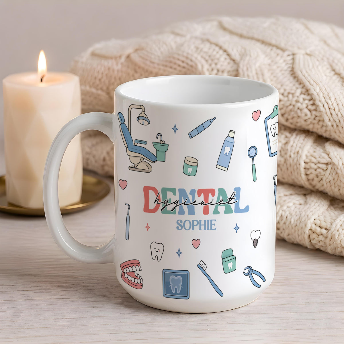 Custom Dental Hygienist Mug, Personalized Dentist Gift, RDH Graduation Gift