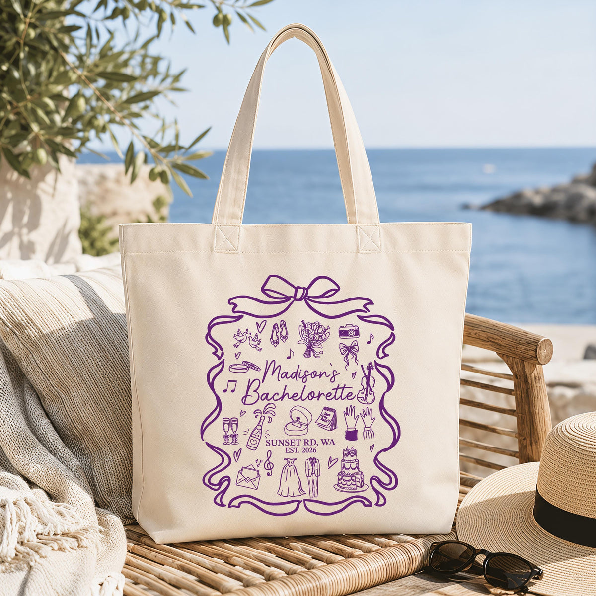 Personalized Bachelorette Party Tote Bag, Bridesmaid Matching Bridal Favors