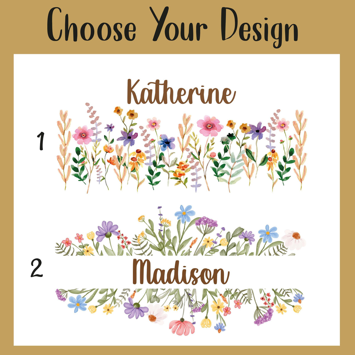 Personalized Wildflower Cup with Bamboo Lid & Straw, Custom Name Botanical Can Glass Tumbler