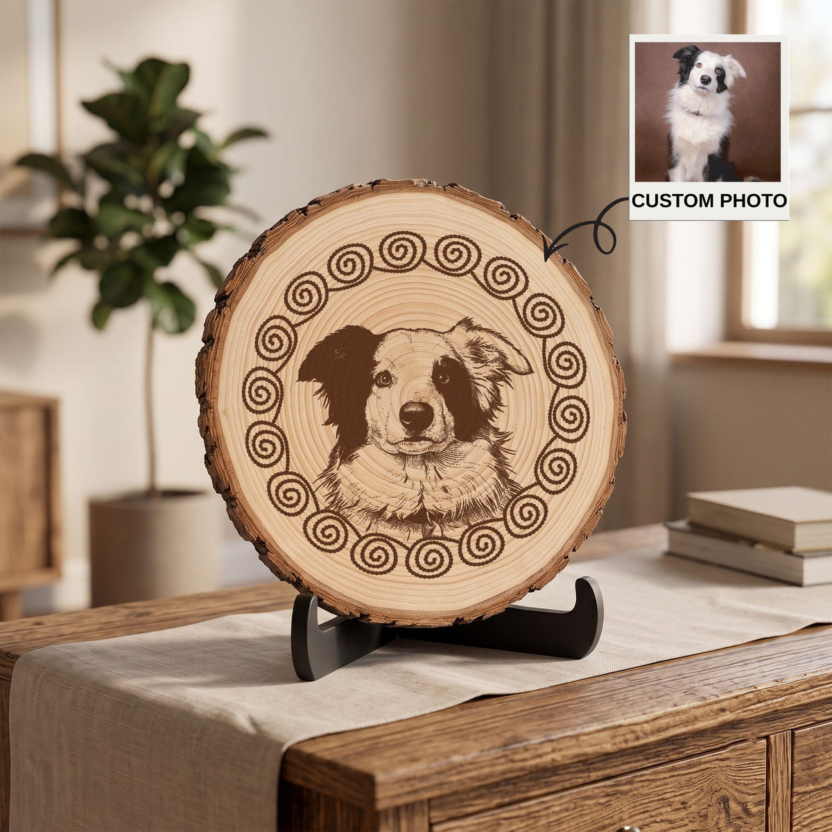 Custom Engraved Pet Portrait on Wood, Laser Etched Basswood Keepsake, Rustic Dog Cat Memorial Gift, Personalized Pet Lover Gift