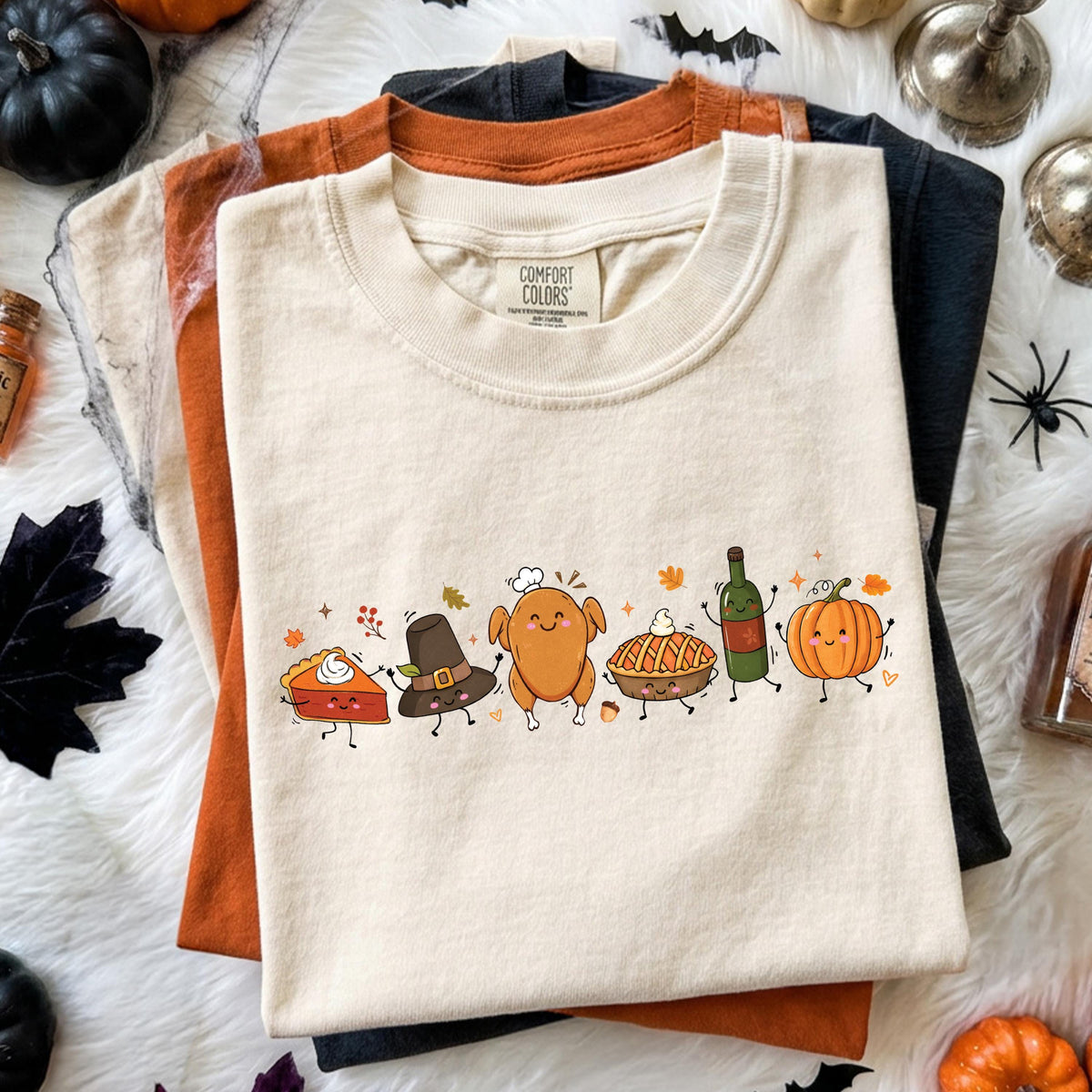 Thanksgiving Doodle Comfort Colors® T-shirt, Funny Autumn Food Tee, Thanksgiving Dinner Gift Crewneck
