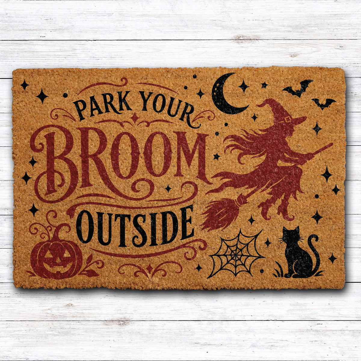 Park Your Broom Outside Halloween Doormat, Funny Witchy Spooky Season Welcome Mat