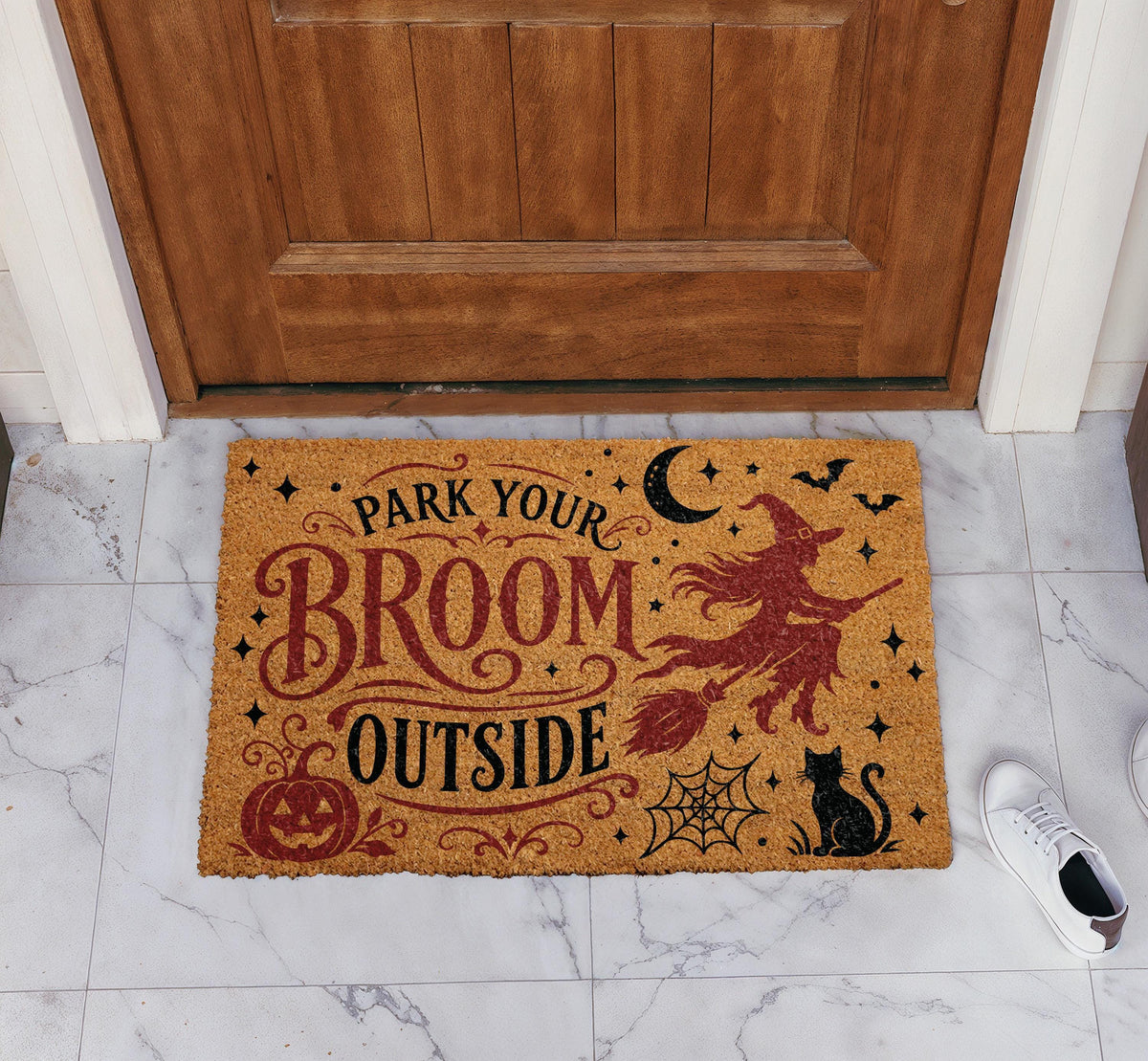 Park Your Broom Outside Halloween Doormat, Funny Witchy Spooky Season Welcome Mat