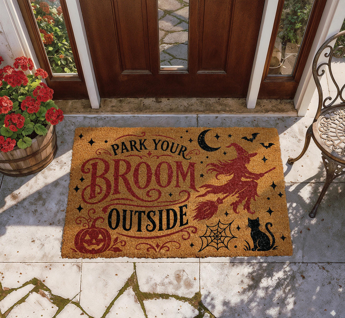 Park Your Broom Outside Halloween Doormat, Funny Witchy Spooky Season Welcome Mat